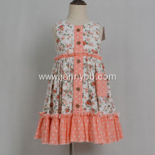 girls ruffle dress dots print floral design